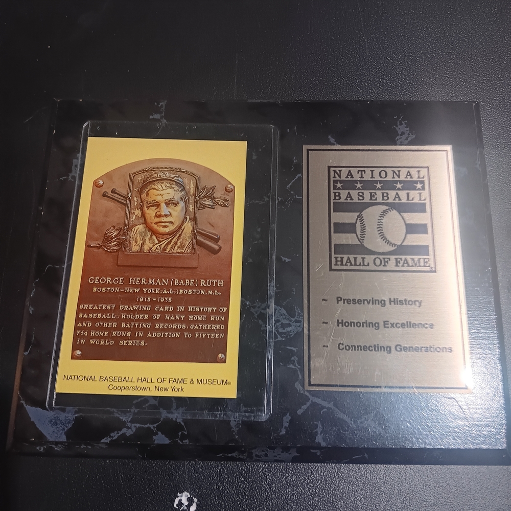 National Baseball Hall of Fame Babe Ruth Plaque Card - Gold & Yellow